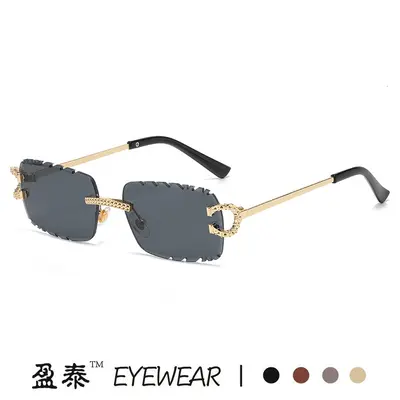 Rhinestone-Trimmed Patterned Sunglasses - 2