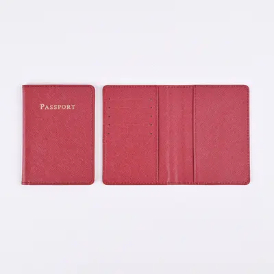 PU leather passport holder, crosshatch pattern, travel set - 3