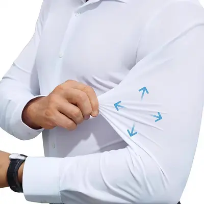 Herren-Langarmhemd, bügelfrei, hochelastisch, nahtloses Design
