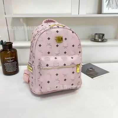 Printed Unisex Backpack with Metal Studs for Travel and School - 8