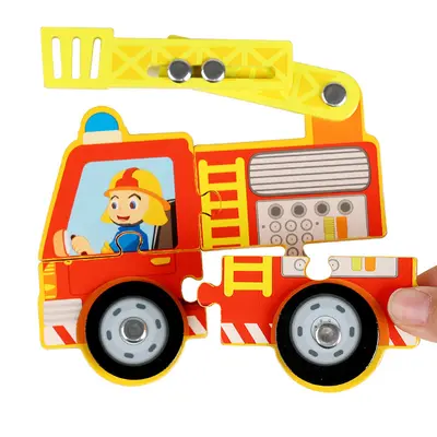 Kinder 3D-Puzzlespielzeug Holz Verkehr Stecksystem - 4