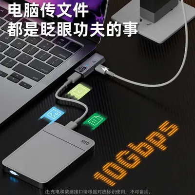 type-c一转二多功能转接头USB3.2传输PD100快充耳机听歌转换头OTG