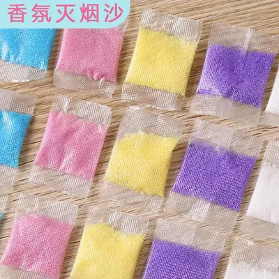 Disposable ashtray for extinguishing smoke, removing smoke odor and preventing flying ash. Use it in offices, hotels, bars, internet cafes and outdoors, and throw it away when finished.