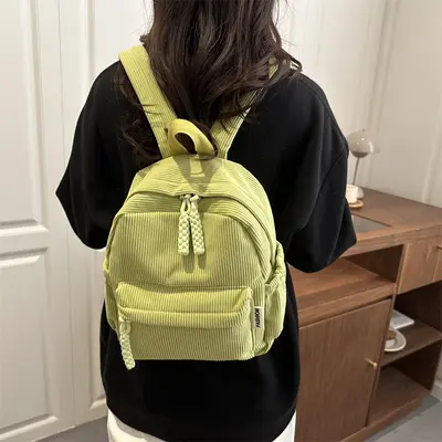 Women's Corduroy Striped Forest Style Backpack, 2025 - 2