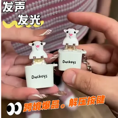 Duck and Frog Sound Keychain with Light-Up Electronic Stress Toy - 13