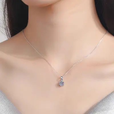 Moissanite sterling silver necklace, 925, versatile pendant