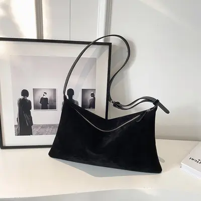 Retro Suede Pillow Bag for Women, Large Capacity Underarm Bag - 7