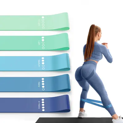 Blauer Fitnessband mit Farbverlauf, Widerstandsband für Krafttraining, Kniebeugen und Beinformung, Dehnband für Yoga, Latex-Widerstandsschlaufe