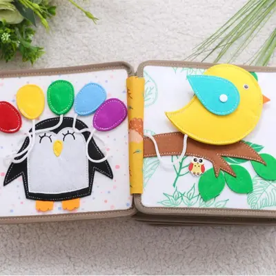 Felt Fabric Quiet Book, Montessori Baby Book with 3D Deer