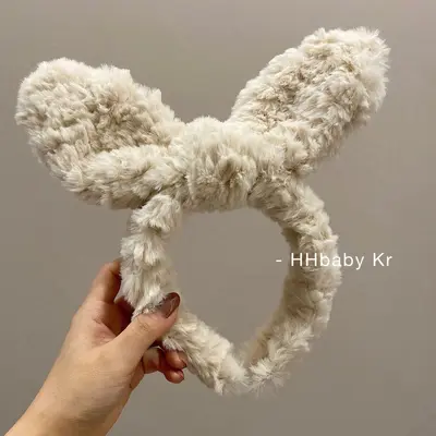 Plush Rabbit Ear Headband for Women, Face Washing Hairband
