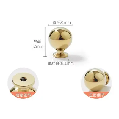 Cream Gold Zinc Alloy Cabinet Handle, Round Single-Hole Knob - 8