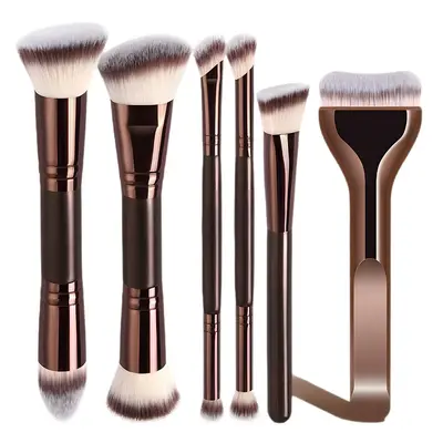 6-Piece Makeup Brush Set, including foundation, powder, blush, concealer, eyeliner, and eyebrow brushes