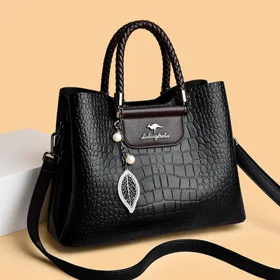 Women's Large-Capacity Tote Handbag with Crossbody Strap - 7