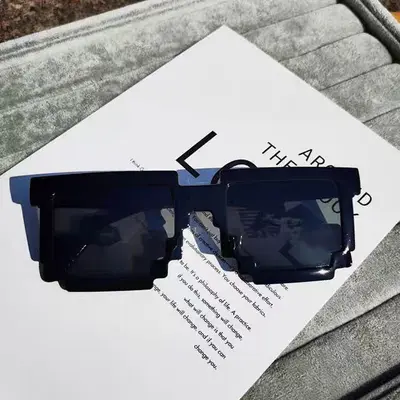Mosaic Pixel Party Sunglasses, Black, Personalizable - 7