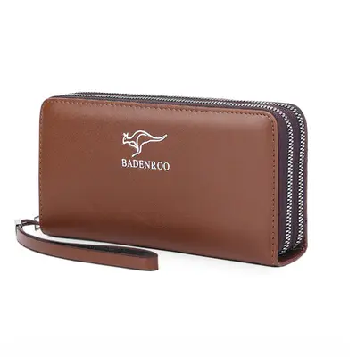 Erkek El Çantası Deri Fermuarlı Clutch, Çift Fermuarlı Uzun Cüzdan - 11