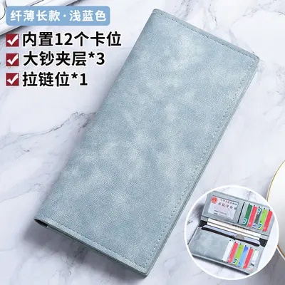 Herrenbrieftasche lang, schlank, Leder mit mehreren Kartenfächern und Reißverschluss-Münzf - 7