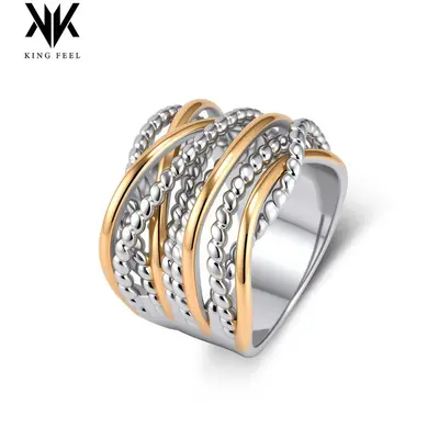Cross-border Amazon bestseller multi-strand twisted braided rope knot titanium steel gold-plated women's ring unique sophisticated finger ring