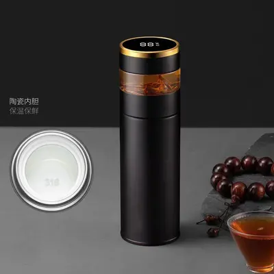 保温杯礼盒装茶水分离智能316不锈钢商务车载泡茶礼品刻字批发杯 - 11
