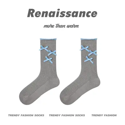 Damen-Mittellange Spitzensocken, Dopamin-Einfarbig, Frühling und Herbst - 12