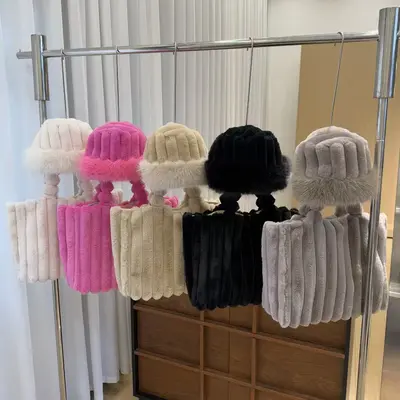 Plush Bag Women's Cross-Border New Style Set Single-Shoulder Bag Women's Bag Puffy Hat Versatile Autumn Winter Bag New Style Handbag