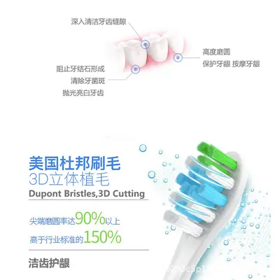 适配舒.客声波电动牙刷G3X系列T3/G33/G34/V3/T2替换刷头成人软毛 - 3