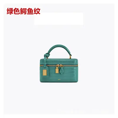 Women's Small Square Crossbody Bag, Crocodile Embossed, Light Luxury - 9