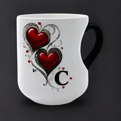 Heart-Pattern Black Color-Changing Ceramic Coffee Mug - 8