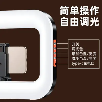 兔笼手持环形补光灯便携式手机直播专用充电灯桌面跨境电商自拍灯