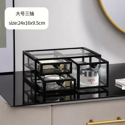 Cosmetic storage box, glass drawer, desktop, dustproof - 11