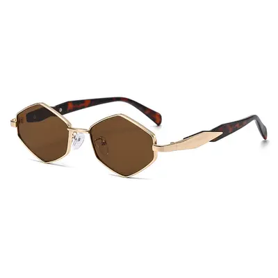 Women's Metal Polygon Diamond Sunglasses, Street Style - 7