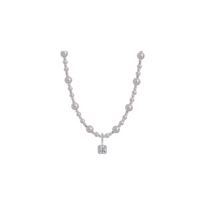 Titanium steel pearl necklace, rose design, non-fading, lightweight luxury
