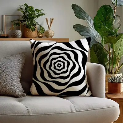 Black and White Geometric Throw Pillow Cover, Modern Minimalist Sofa Cushion - 10