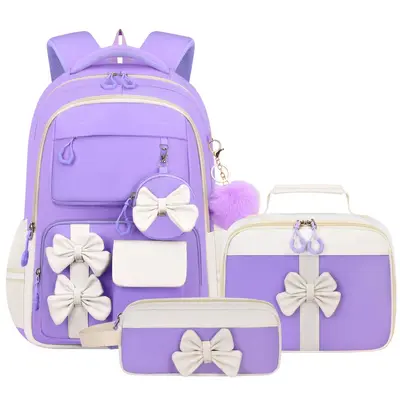 Primary School Backpack Set, Three-Piece, Bow Design, Girls, Large Capacity - 12