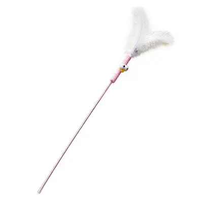Feather Teaser Wand Cat Toy with Big Eyes and Bell, Self-Play - 7