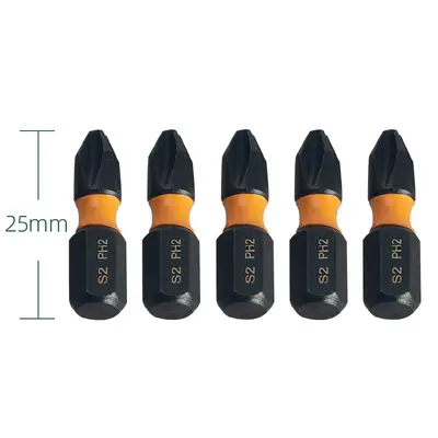 Yunbei Cross Screwdriver Bit, Black Impact Ball Head, Phosphated, 1/4 Hex Shank - 8