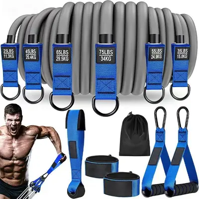 Direnç Bandı Seti 12 Parça Sarı Gri 300 Lb Güç Antrenmanı - 7