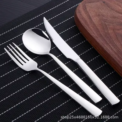Steak Knife, Fork and Plate Set, Three-Piece, for Home and Children - 2