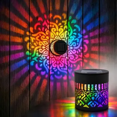 Solar Outdoor Wall Light with Mandala Sunflower Projection