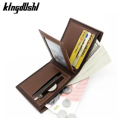 Korean-Style Stone-Pattern Men's Short Wallet, Tri-Fold TPU - 4