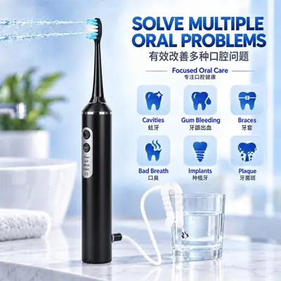 3-in-1 electric toothbrush with sonic wave and water flosser - 4