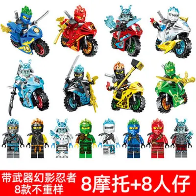 Kompatibles Bauset Phantom Ninja Minifiguren Motorradteam - 3