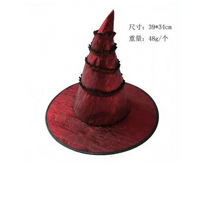 Halloween Witch Hat, Velvet Pleated, Party Cosplay Accessory - 8