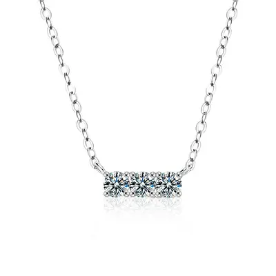 925 Silver Moissanite Necklace, Seven Princess Design, Clavicle Chain - 8