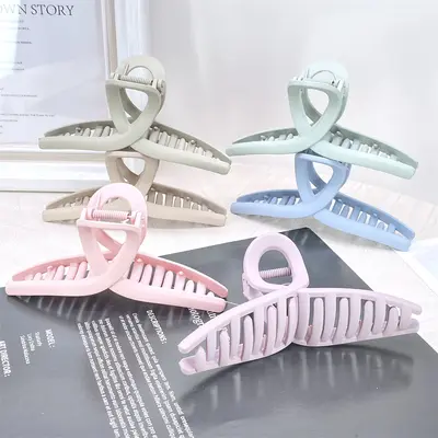 Hot selling Korean style lake chain ribbon large hair claw clip for bath and styling, fashionable back of head, factory approved. - 7