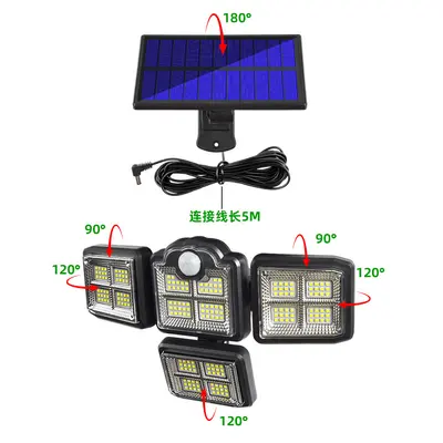 Solar Wall Lamp with Motion Sensor, Waterproof Outdoor Garden Light