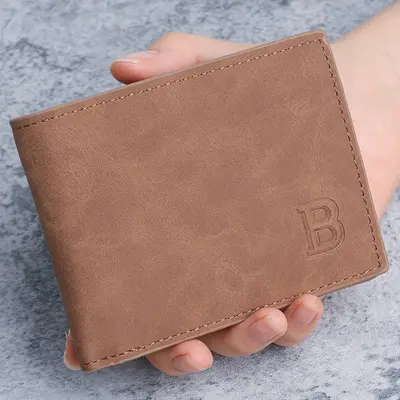Men's Short Wallet, Retro, Bifold, Multi-Card Slots and Coin Pocket - 9