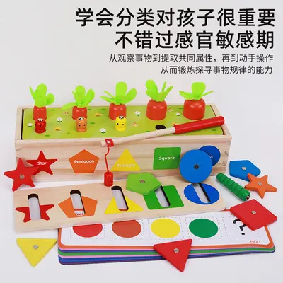 幼儿童木质玩具幼儿智力启蒙形状颜色配对分类盒宝宝早教积木
