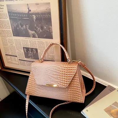 Small Crocodile Pattern Women's Handbag, Lightweight Single Shoulder Bag - 5