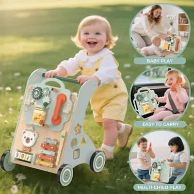 Ahşap Bebek Yürüteç Çocuk Arabası Montessori Yürüme Oyuncağı Unisex Bebek Yürüme Oyuncağı - 8