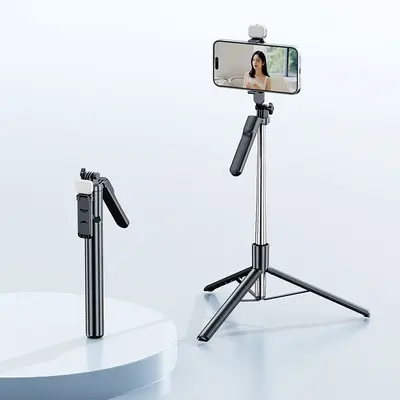 Neues Bluetooth-Selfie-Stick mit Telefonhalter, verlängerbar auf 1,7 m, tragbarer Stativständer für Live-Streaming, integrierter Ständer - 12